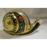 Royal Crown Derby Snail paperweight with gold stopper - L/E 1756 of 4500