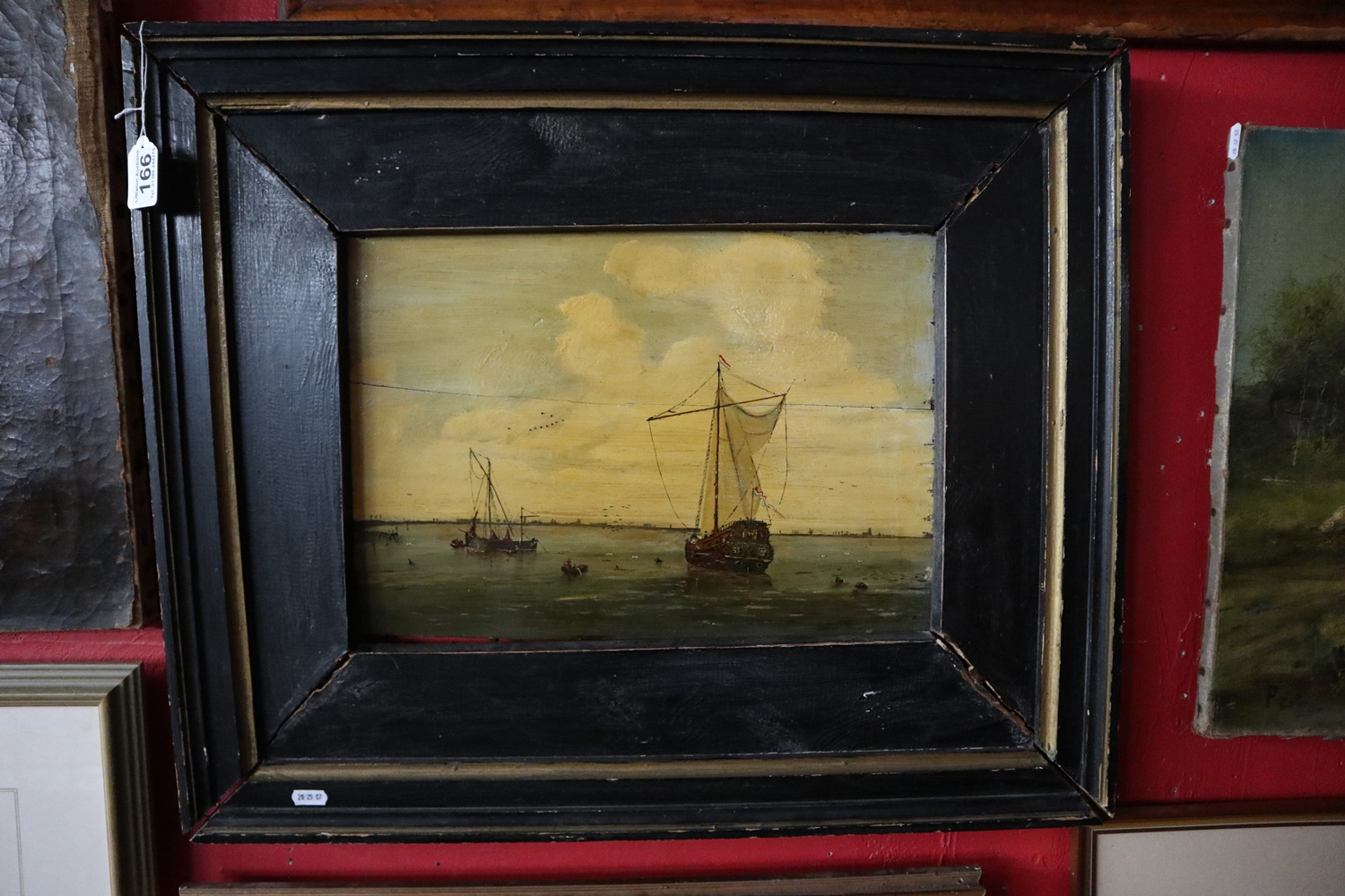 Early Dutch oil on board - Galleon & Fishing Ketch (Image size 42cm x 29.5cm)