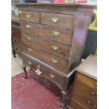 Georgian mahogany chest of drawers on stand - W: 116cm D: 57cm H: 158cm