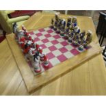 Hand painted chess set and board