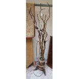 Unusual rustic branch lamp with antique base