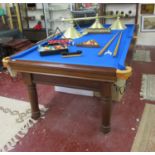 Good quality slate bed 3/4 size snooker table with all accessories including brass centre light
