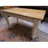 Small pine & painted farmhouse table - L: 122cm W: 69cm H: 70cm