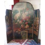 Large 3 fold screen - Oil on canvas - Garden scene - H: 214cm