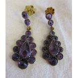 Pair amethyst set drop earrings