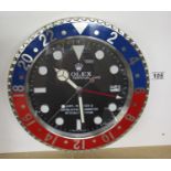 Reproduction Rolex advertising clock with sweeping second hand - D: 34cm