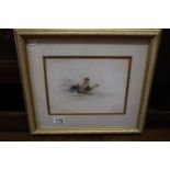 Watercolour - Cockerels by Christopher Hughes - Royal Worcester artist (Image size 25cm x 20cm)