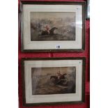 Pair of early 19thC hunting prints (Image size 31cm x 20cm)