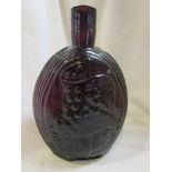 America Eagle & Flag whiskey flask in amethyst glass - Coffin & Hay, Winslow, New Jersey