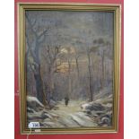 Oil on canvas - Forest scene by L Sylvester (Image size 37cm x 50cm)