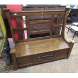 Oak Arts & Crafts settle - L: 145cm H: 124cm