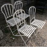 Set of 4 steel folding garden chairs