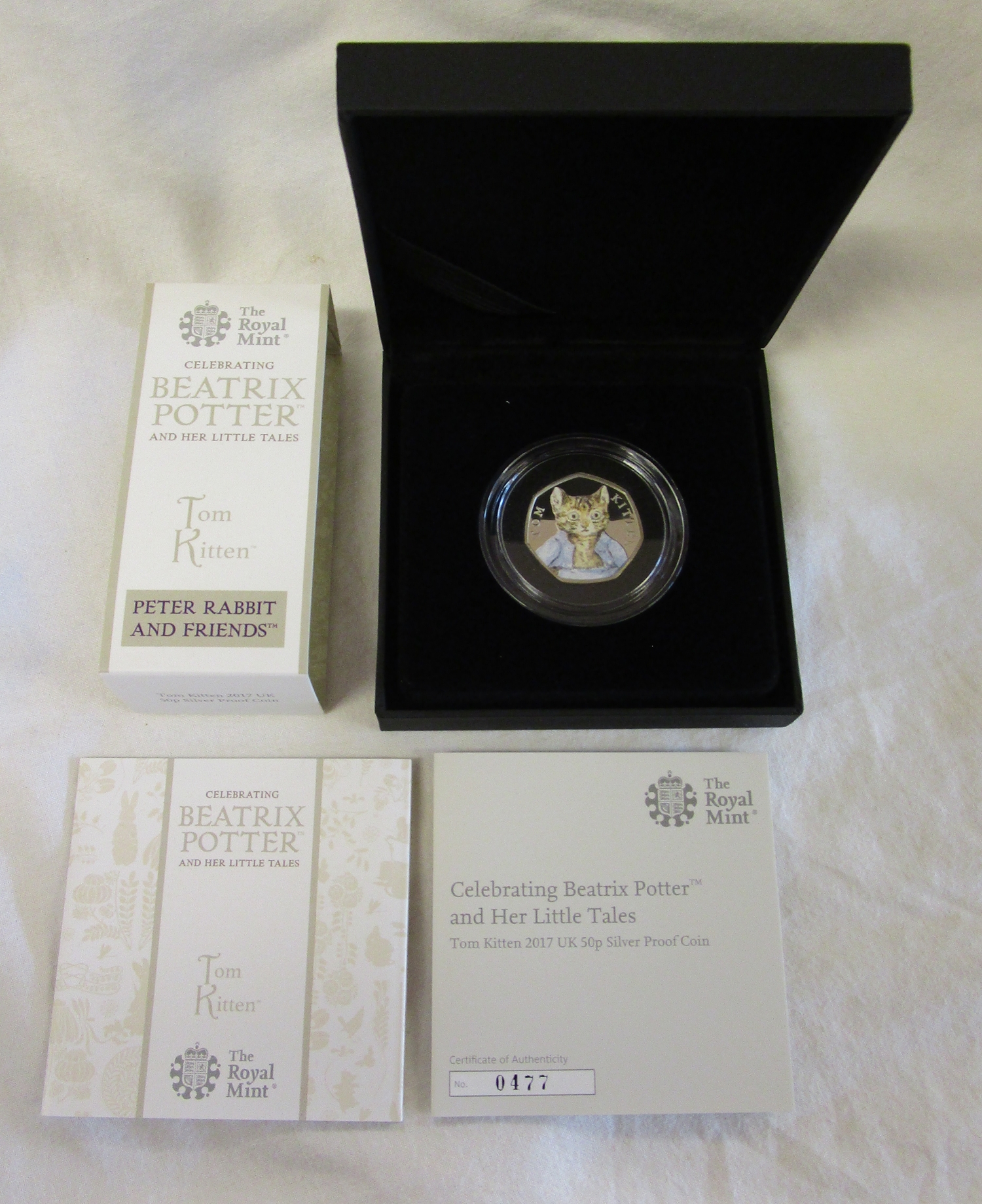 Royal Mint silver proof Beatrix Potter - Tom Kitten - 50p coin with COA 477/1000