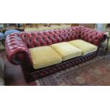 Ox-blood button-back leather chesterfield