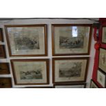 Set of 4 coloured engravings - The Grand Leicestershire Fox Hunt (Image sizes 67cm x 53cm)