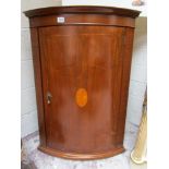 Mahogany and inlaid bow front corner cupboard