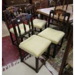 Set of 4 oak Gothic style dining chairs