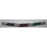 Fine 18ct white gold sapphire, ruby, emerald & diamond bracelet