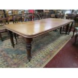 Early Victorian mahogany wind out table - L: 238cm W: 122cm H: 72cm