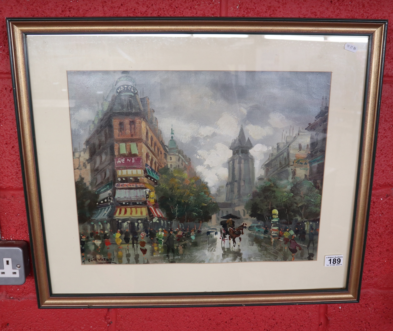 Oil on canvas - French street scene (Image size 48cm x 38cm)