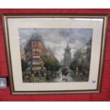 Oil on canvas - French street scene (Image size 48cm x 38cm)