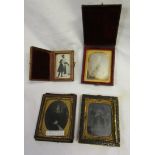 4 early miniature frames to include 2 with photographs
