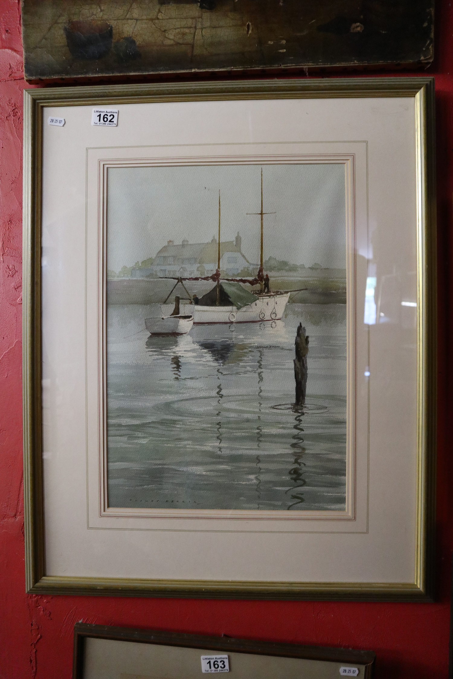 Watercolour - Yacht by Sidney Perrin (Image size 34.5cm x 50cm)