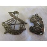 2 antique silver brooches