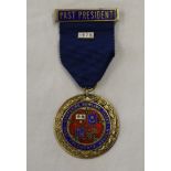 Silver past president bowling club medal with hallmarks to medal & pin bar