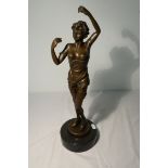 Bronze on marble base - Erotic lady - H: 43cm