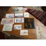 Portfolio of watercolours etc