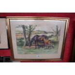 Watercolour - Horses by H J Butler (Image size 52cm x 37cm)