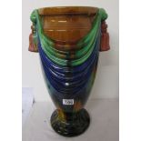 Large colourful studio pottery vase - H: 46cm