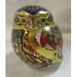 Royal Crown Derby Owl paperweight with gold stopper
