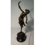Bronze Charleston lady on marble base - H: 46cm