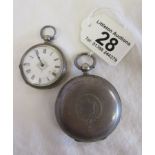 2 silver pocket watches