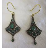 Pair of emerald & diamond earrings