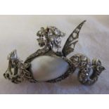 Fine antique pearl & diamond dragon brooch