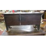 Early oak miniature coffer - W: 79cm D: 29cm H: 38cm