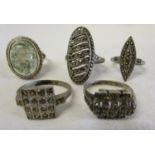 5 1930's silver rings