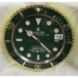 Good quality reproduction Submariner 'The Hulk' Rolex advertising clock with sweeping second