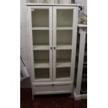 White glazed display cabinet - W: 79cm D: 33.5cm H:165cm