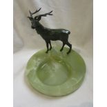 Bronze stag on onyx ashtray