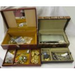 2 jewellery boxes and contents