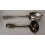 Silver spoon and silver ladle - Approx 140g