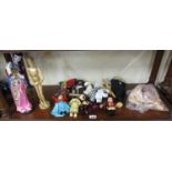 Shelf of dolls & puppets to include artist manakin