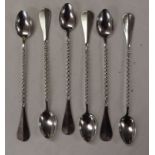 6 white metal teaspoons with barley twist handles