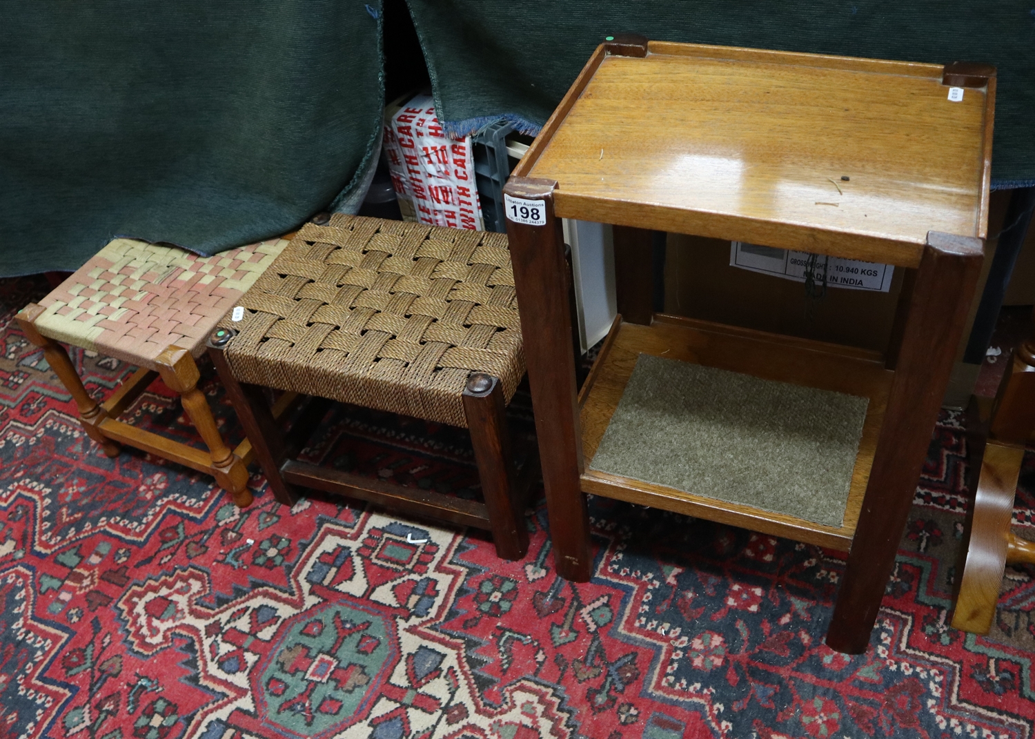 Side table and 2 footstools
