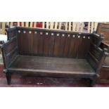 Early oak Arts & Crafts pew - Approx W: 122cm D: 44cm H: 77cm