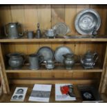 Large collection of pewter to include 2 reference books